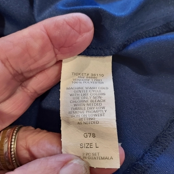 Haband Blue Knit 3/4 Sleeve & Scarf Career Casual Top Blouse Sz L - Picture 9 of 10